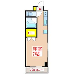 パルセスユニ ワンルームの間取図画像