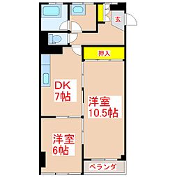 ロワイヤルヒルズ一番館 2DKの間取図画像