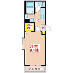 Vellfino 1Kの間取図画像
