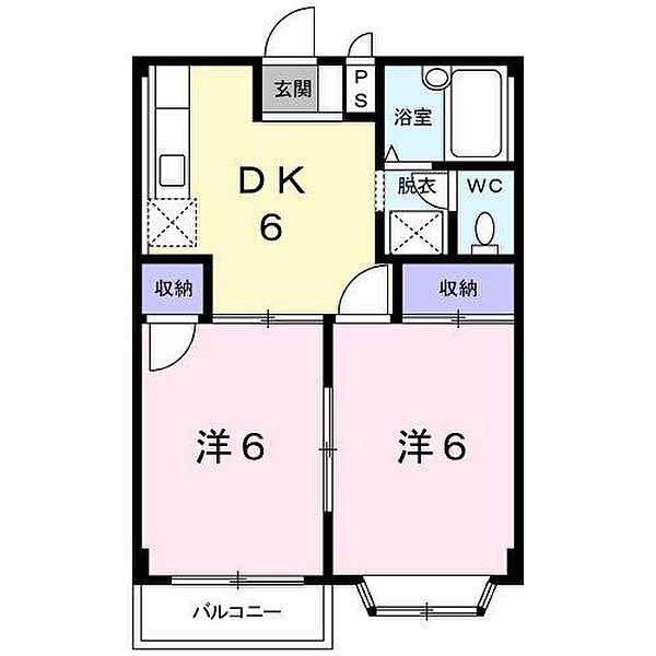 アプリコットＢ ｜長野県松本市大字水汲(賃貸アパート2DK・2階・39.74㎡)の写真 その2