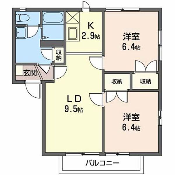 フレグランスヴェルジェ Ａ ｜長野県松本市波田(賃貸アパート2LDK・2階・54.57㎡)の写真 その2