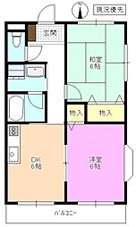 ハーモニーT&S 2DKの間取図画像