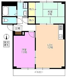 RESIDENCE筒井 2階2LDKの間取り