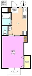 新谷ハイツ 2階1Kの間取り