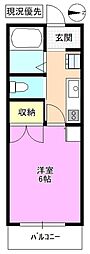 リバティハイツ 1Kの間取図画像