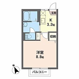 サライ21A 1Kの間取図画像