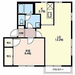 フレグランス梓B 1LDKの間取図画像