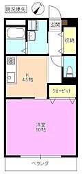 ビュー・クレスト 1Kの間取図画像
