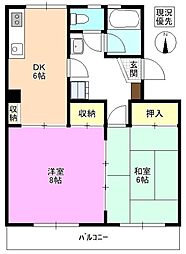 コーポ塩野 2DKの間取図画像
