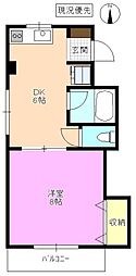 アビタシオンハラ 1DKの間取図画像
