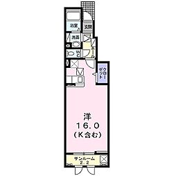 セレーン扇田A ワンルームの間取図画像