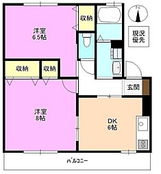 ハピネス沢村 2DKの間取図画像