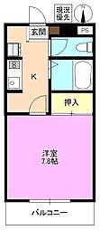 サンスプリング 1Kの間取図画像