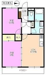 ハイツヒルトップ 2LDKの間取図画像
