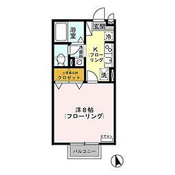 エクセレントタウン村井A 1Kの間取図画像