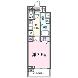 ゼフィールII 1Kの間取図画像