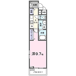 ゼフィールII 1Kの間取図画像
