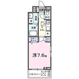 ゼフィールII 1Kの間取図画像