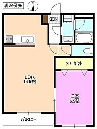 ゼファー 1LDKの間取図画像