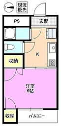 ルミエール 1Kの間取図画像