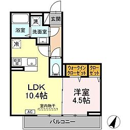 GRAND D-ROOM笹賀 1LDKの間取図画像