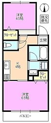 コーポタナカ 2Kの間取図画像