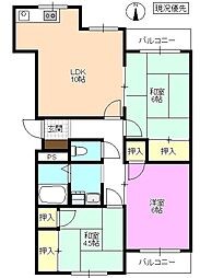 筒井マンション 3LDKの間取図画像