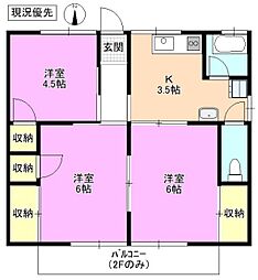 コーポ鈴木B 3Kの間取図画像