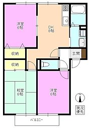 グリーンハイツ笹賀B 3DKの間取図画像