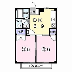 グリーンハウスチャチャ 2DKの間取図画像