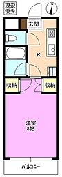 C.Cウッズ城山 1Kの間取図画像