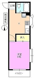 松本興和ハイツ 1Kの間取図画像