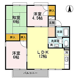 セジュール沢村B 3LDKの間取図画像