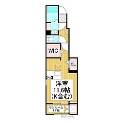ノース・スクエア 一本木 ワンルームの間取図画像