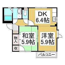 ハイツいけだB 2DKの間取図画像