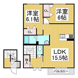 シャーメゾンまちA 2LDKの間取図画像