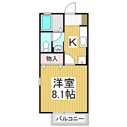 アドバンスエイト 1Kの間取図画像