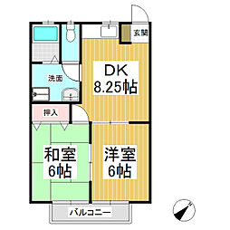 パル中島 2DKの間取図画像
