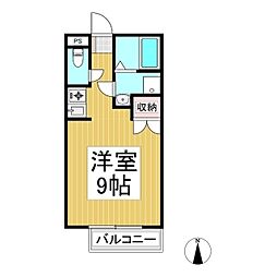ローズ・ハイツ・マチダ ワンルームの間取図画像