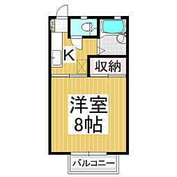 ザ・グリーンフラッツN 1Kの間取図画像
