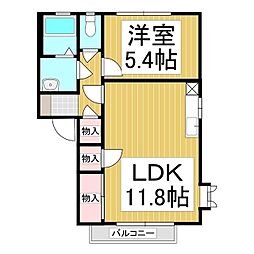 ディアスB 1LDKの間取図画像
