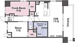 ベイ・グランデ弁天町 1SLDKの間取図画像
