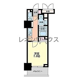 ハビテ靭センターコート 1Kの間取図画像