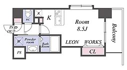 Luxe江戸堀 ワンルームの間取図画像