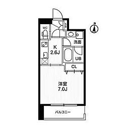 アーバンフラッツ西中島 1Kの間取図画像