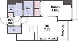 プレジオ難波ASIAN 1DKの間取図画像