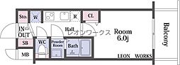 PRESSANCEドームシティ 1Kの間取図画像