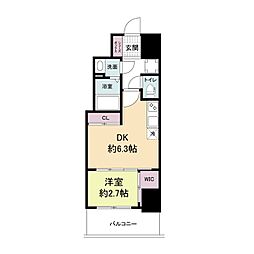 セレニテ桜川駅前プリエ 1DKの間取図画像