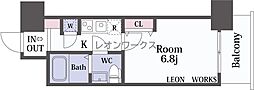アドバンス江坂ラシュレ 1Kの間取図画像