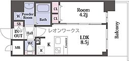 プレサンス南堀江ザ・センス 1LDKの間取図画像